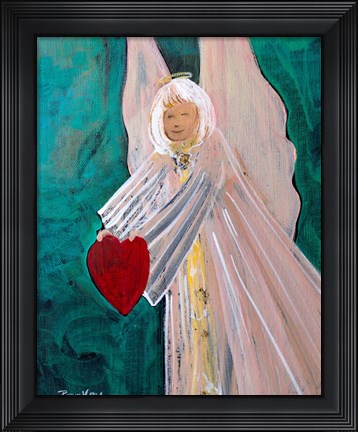 Framed Angel Sharing Heart Print