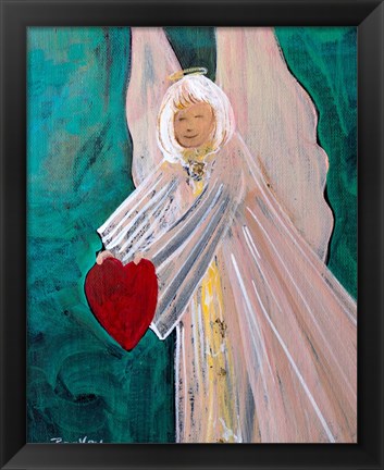 Framed Angel Sharing Heart Print