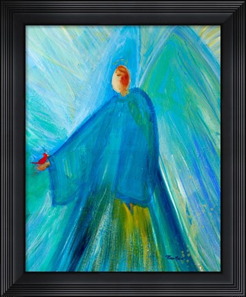 Framed Benevolent Angel with Cardinal Print