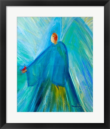 Framed Benevolent Angel with Cardinal Print