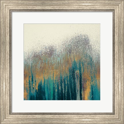 Framed Teal Woods with Gold Print