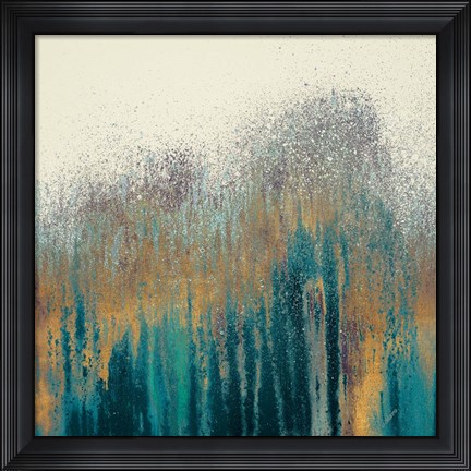 Framed Teal Woods with Gold Print