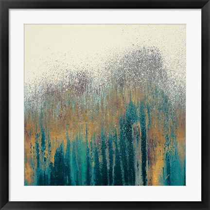 Framed Teal Woods with Gold Print