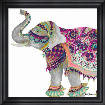Framed Boho Elephant Square Print