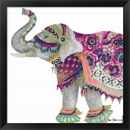 Framed Boho Elephant Square Print