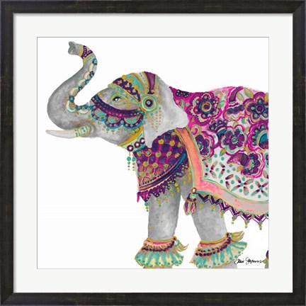Framed Boho Elephant Square Print
