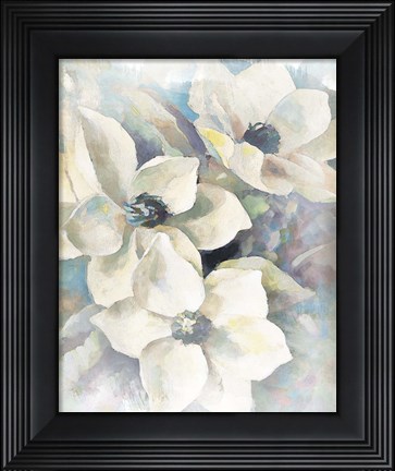 Framed Magnolias Aglow on Abstract II Print