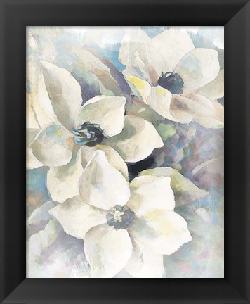 Framed Magnolias Aglow on Abstract II Print