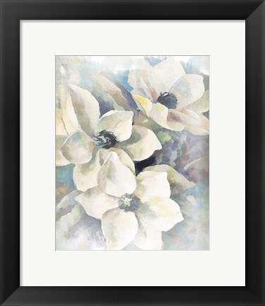 Framed Magnolias Aglow on Abstract II Print