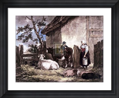 Framed Milkmaid and Cowherd Print