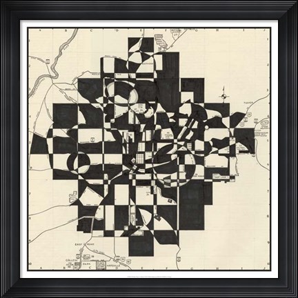 Framed Modern Map of Atlanta Print