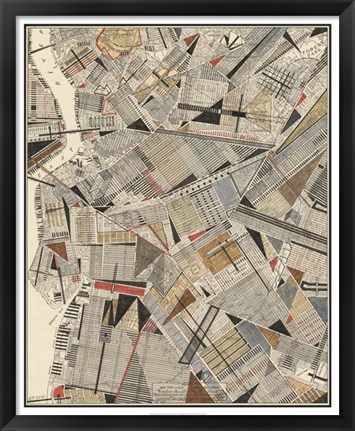 Framed Modern Map of Brooklyn Print