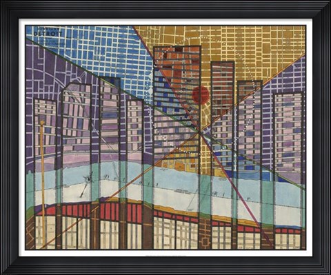 Framed Modern Map of Detroit Print