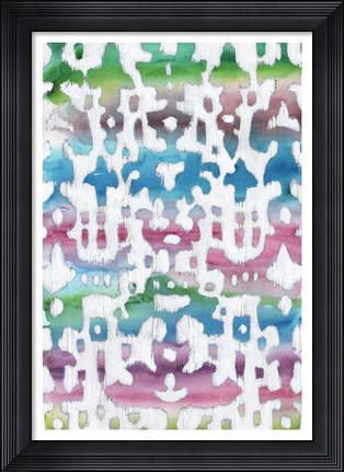 Framed Watercolor Ikat I Print