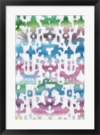 Framed Watercolor Ikat I Print