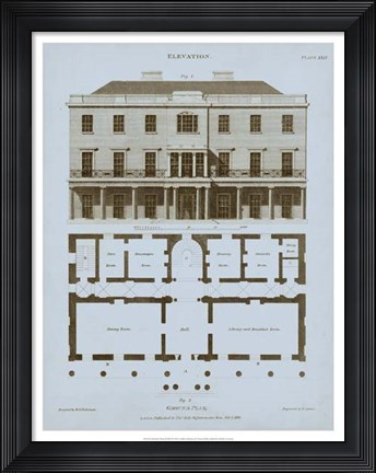 Framed Chambray House &amp; Plan II Print