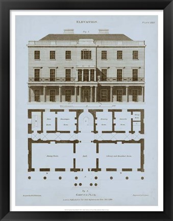 Framed Chambray House &amp; Plan II Print