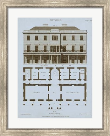 Framed Chambray House &amp; Plan II Print