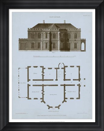 Framed Chambray House &amp; Plan III Print