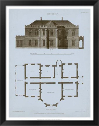 Framed Chambray House &amp; Plan III Print