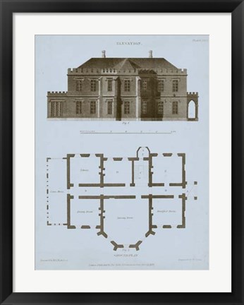 Framed Chambray House &amp; Plan III Print