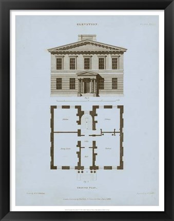 Framed Chambray House &amp; Plan IV Print