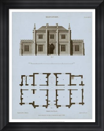 Framed Chambray House &amp; Plan V Print