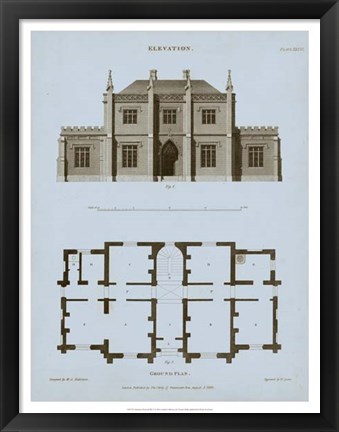 Framed Chambray House &amp; Plan V Print