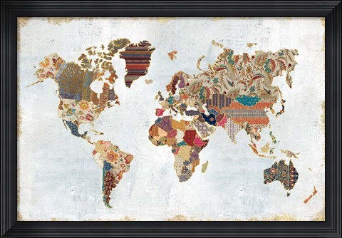 Framed Pattern World Map Print