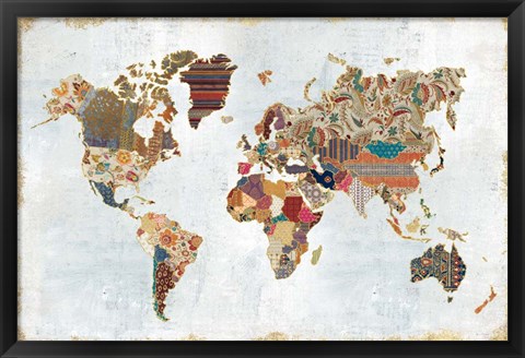 Framed Pattern World Map Print