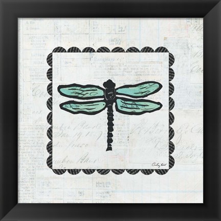 Framed Dragonfly Stamp Print