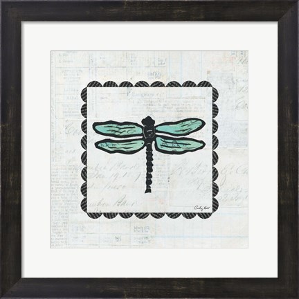 Framed Dragonfly Stamp Print