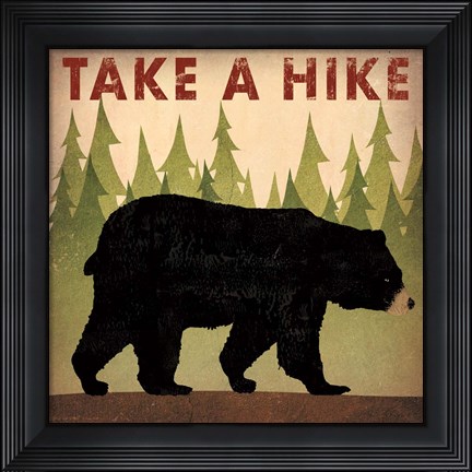 Framed Take a Hike Black Bear Print