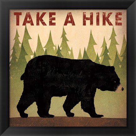 Framed Take a Hike Black Bear Print