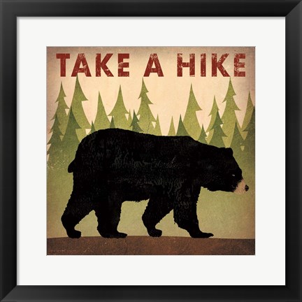 Framed Take a Hike Black Bear Print