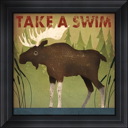 Framed Take a Swim Moose Print