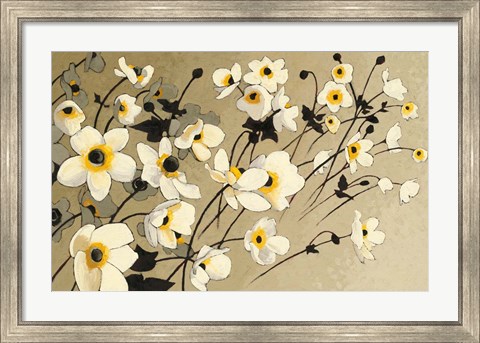 Framed Anemones Japonaises Blancs Print
