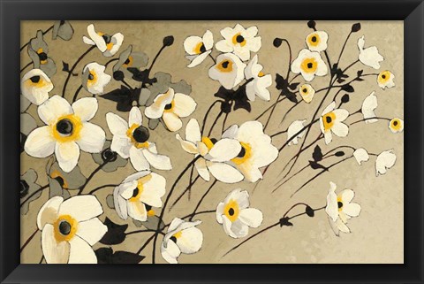 Framed Anemones Japonaises Blancs Print