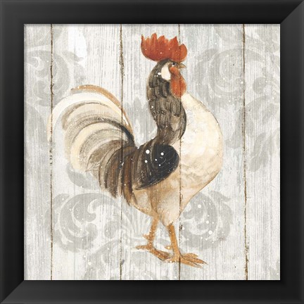 Framed Farm Friend I on Barn Board Print