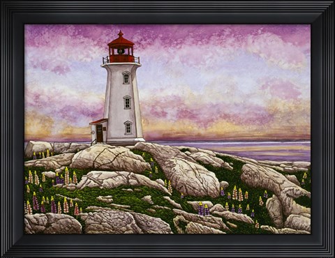 Framed Nova Scotia - Peggy&#39;s Cove Lighthouse Print