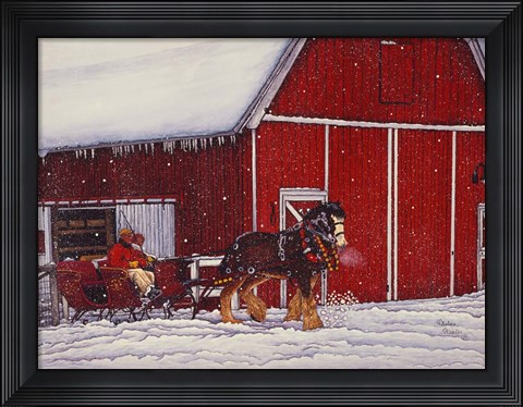 Framed Red Barn Print