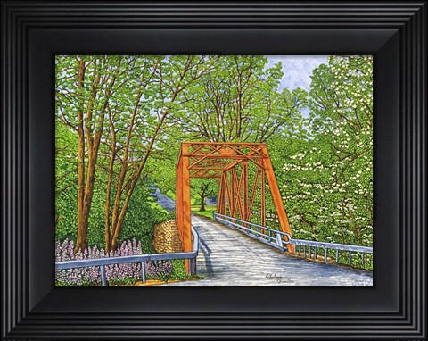 Framed Clarksburg - The Old Bridge In Spring Print