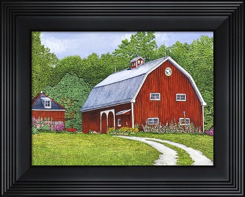 Framed Hollyhock Farm Print