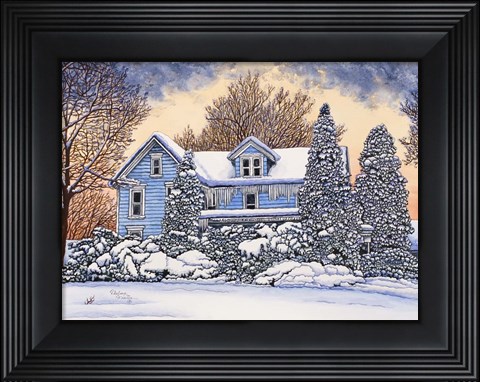 Framed Blue House Print
