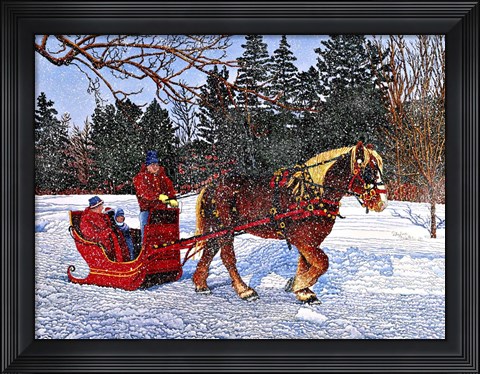 Framed Antique Sleigh Print