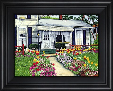 Framed Best&#39;s Tulip Garden Print