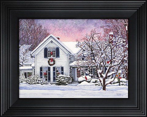 Framed Christmas Cardinals, Orchard Park, NY Print
