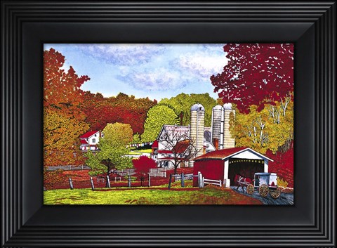 Framed Covered Bridge And Buggy, Lancaster Co, Pa Print