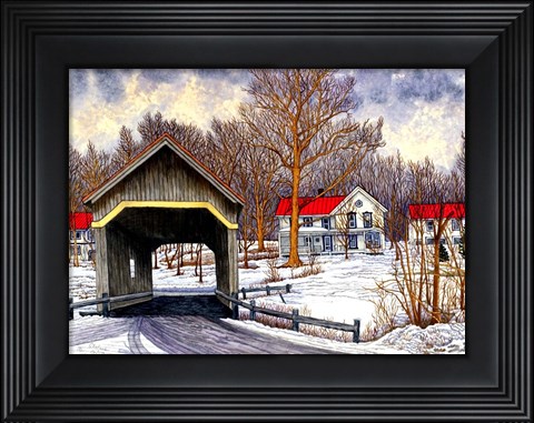 Framed Covered Bridge Warren Vt Print