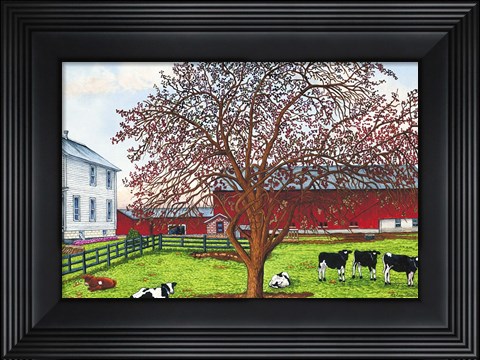 Framed Cow Pasture, Leon, Ny Print